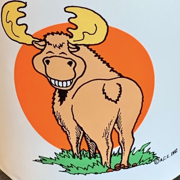 1982 A.C.E. ALASKA Moose Mug Poop Coffee Cup Someone Made Mark in Field Funny - Picture 2 of 12